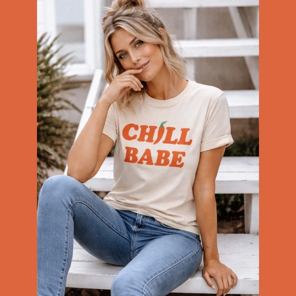 Retro-Inspired South Western Graphic T-shirt Chill Babe Tee NWT Sz XSmall‎